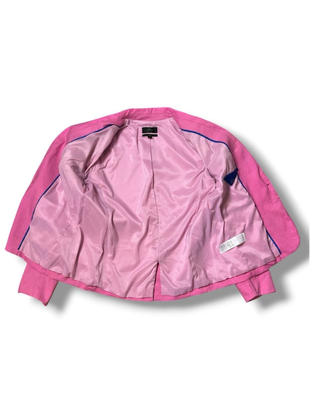 J Crew Blazer Womens 14 Pink Parke Linen Blend One Button Suit Jacket Office - Picture 7 of 12